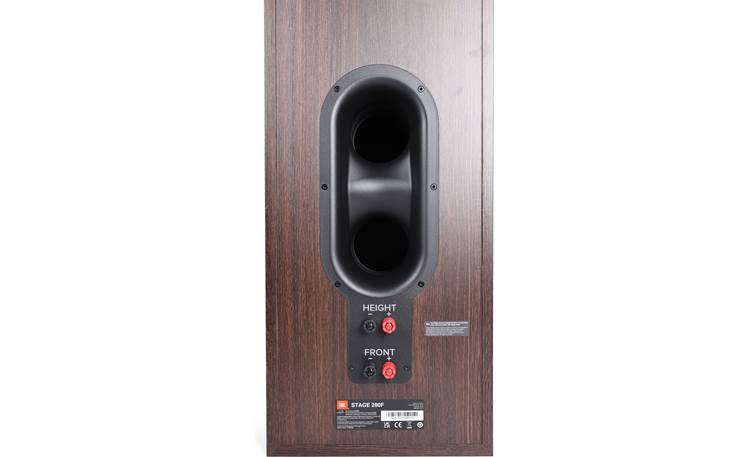 JBL Stage 260F Dual offset rear ports and 5-way binding posts detail