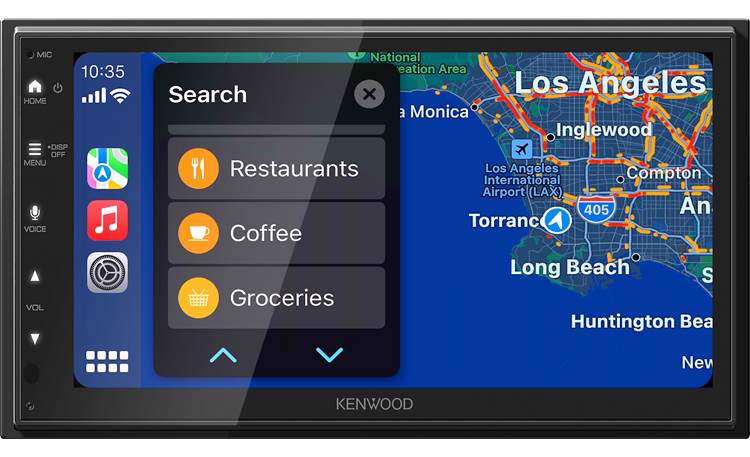Kenwood DMX40S Apple CarPlay display shown with Apple Maps app in action