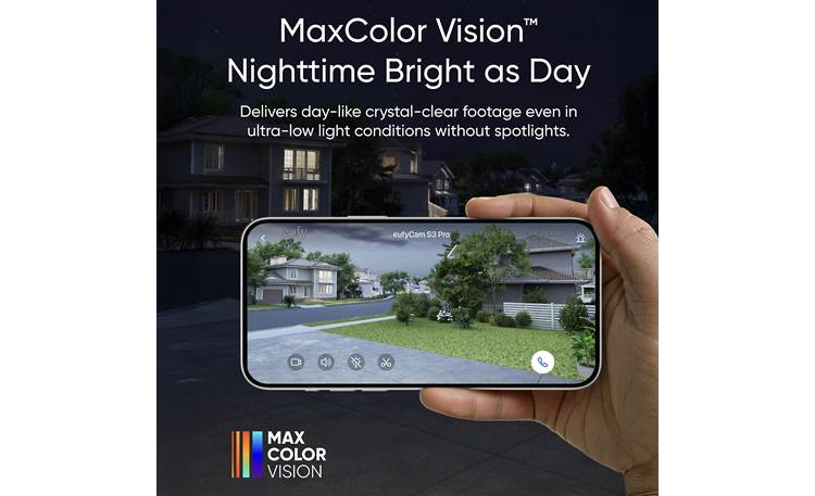 Anker eufyCam S3 Pro 4K 2-Cam Kit with HomeBase 3 MaxColor Vision technology for bright, crisp image quality even in low light