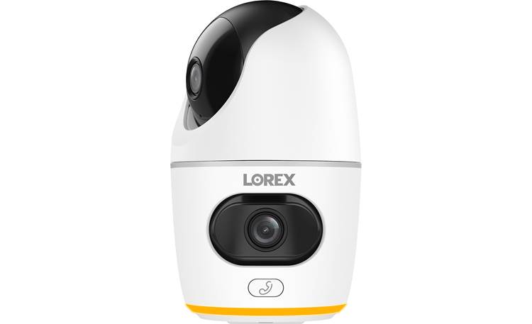 Lorex 2K Dual-Lens Indoor Pan-Tilt Wi-Fi Security Camera Full-color LED ring and call button