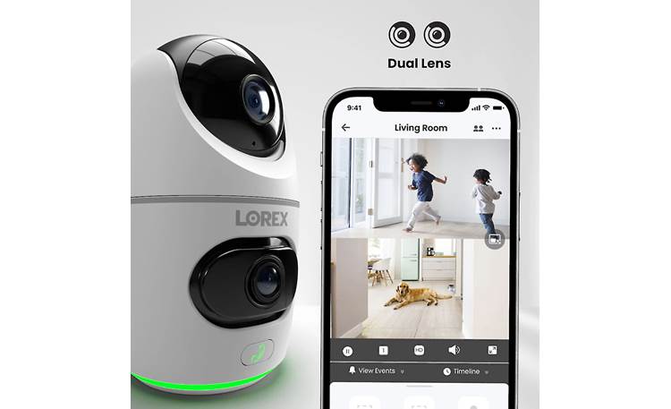 Lorex 2K Dual-Lens Indoor Pan-Tilt Wi-Fi Security Camera Dual-lens design for flexible monitoring