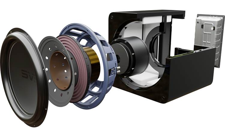 SVS SB17-Ultra R|Evolution 17" driver with dual 8" voice coils, each powered by their own monoblock Class D amplifier