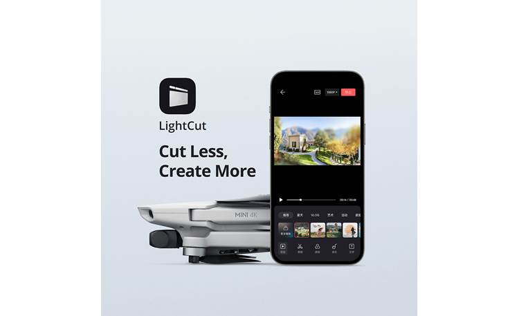 DJI Mini 4K Works with LightCut app for quick video editing