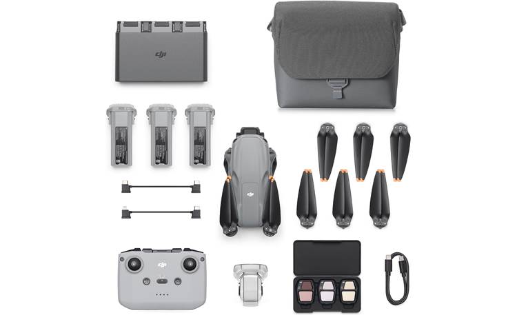DJI Air 3S Fly More Combo (with RC-N3) Includes quadcopter, RC-N3 remote controller, two extra batteries, charging hub, shoulder bag, and more