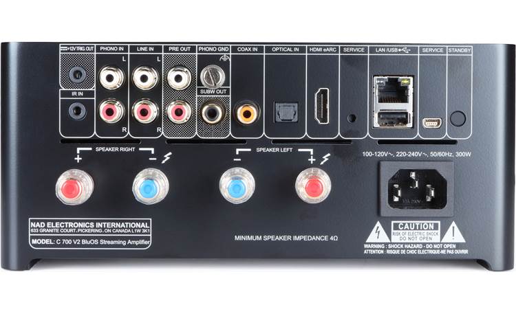 NAD C 700 V2 An array of physical connections, plus wireless streaming via BluOS