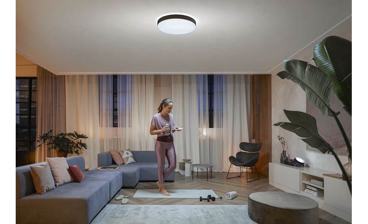 Philips Hue Enrave White Ambiance Ceiling Light (Large) Low-profile ceiling fixture provides diffuse lighting effects to a large area