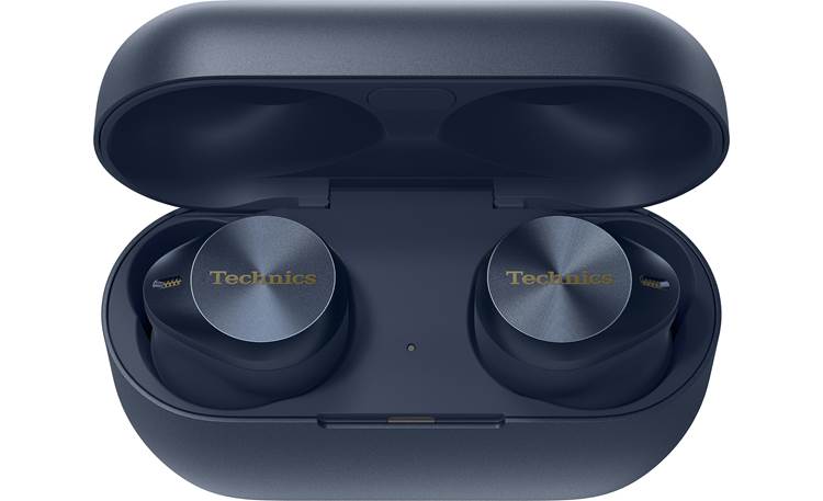 Technics EAH-AZ80 Charging case banks up to 17 hours of power to recharge earbuds (battery life displayed on case)