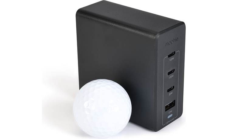 mophie speedport 120 (Black) Golf ball shown for scale 