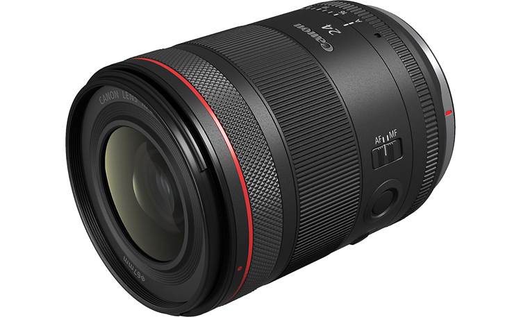 Canon RF 24mm f/1.4 L VCM Shown with lens caps and hood removed