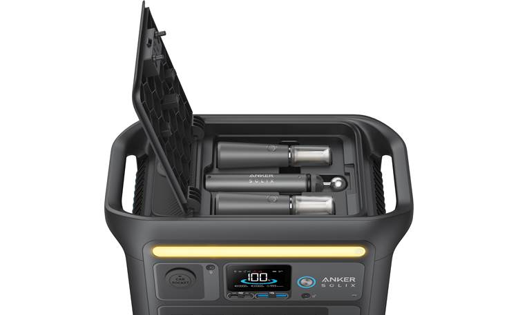 Anker SOLIX C800X Storage compartment charges included camping lights