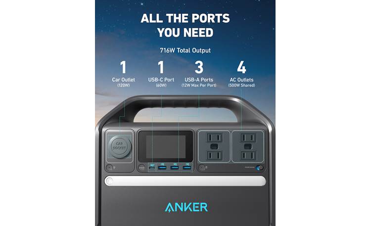 Anker 536 Portable power station with optional solar charging at