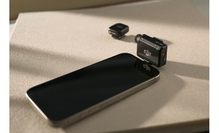 DJI Mic Mini Dual Wireless Mic System Receiver attaches to many phones via the included USB type C adapter