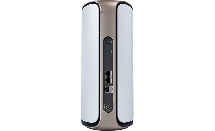 NETGEAR Orbi 970 Quad-Band Wi-Fi 7 Satellite (RBE970B) Back, showing one 10-Gigabit and two 2.5-Gigabit Ethernet ports