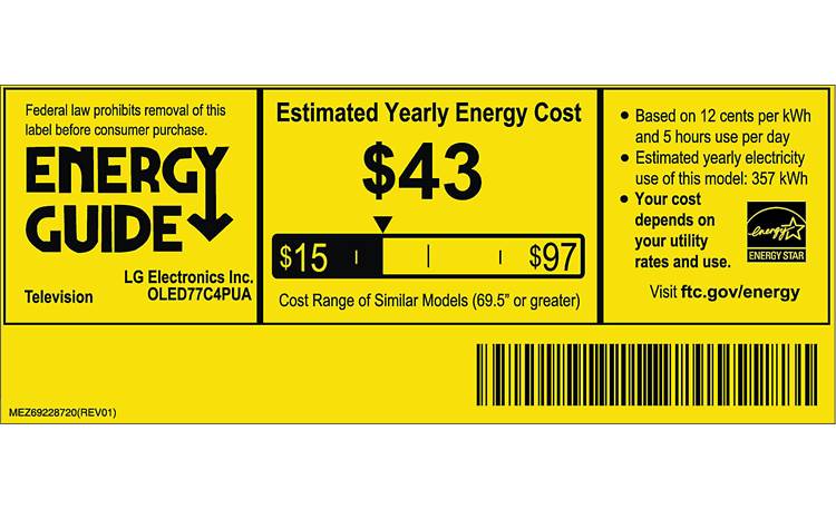 LG OLED77C4PUA Energy Guide