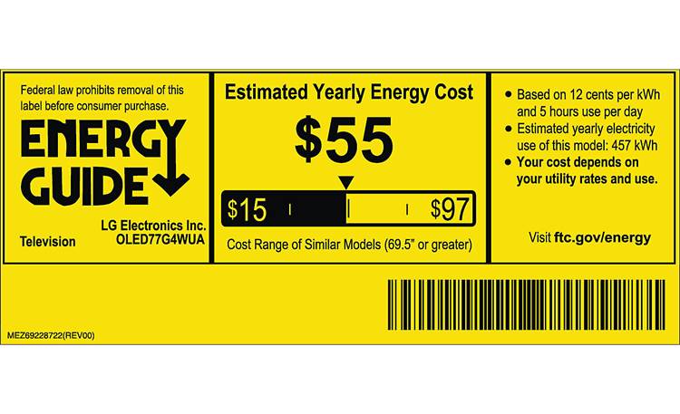 LG OLED77G4WUA Energy Guide