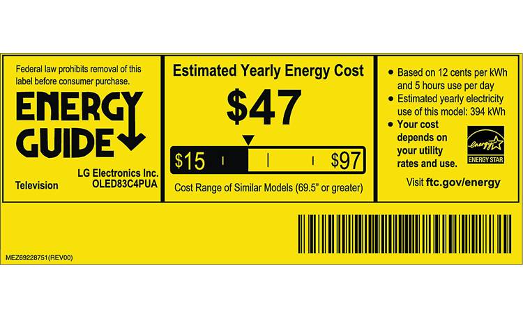 LG OLED83C4PUA Energy Guide