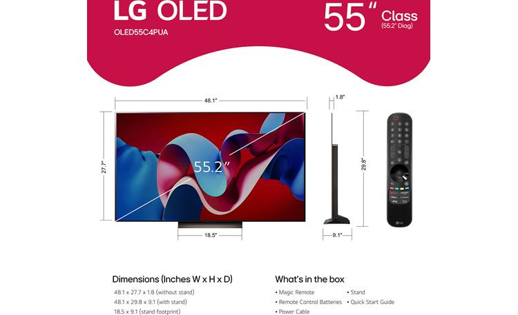 LG OLED55C4PUA Dimensions