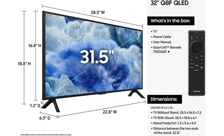 Samsung QN32Q8F Dimensions