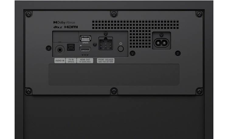 Sony BRAVIA Theater System 6 A/V connections on the back of the subwoofer