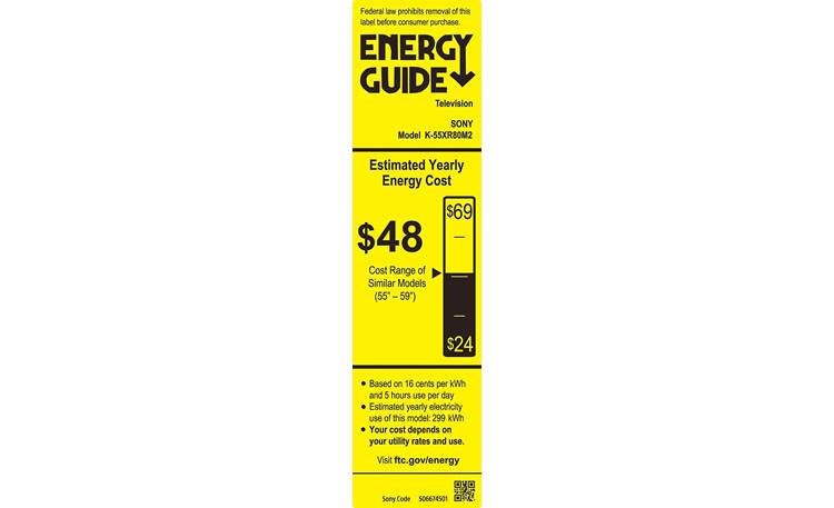 Sony BRAVIA 8 II (K55XR80M2) Energy Guide
