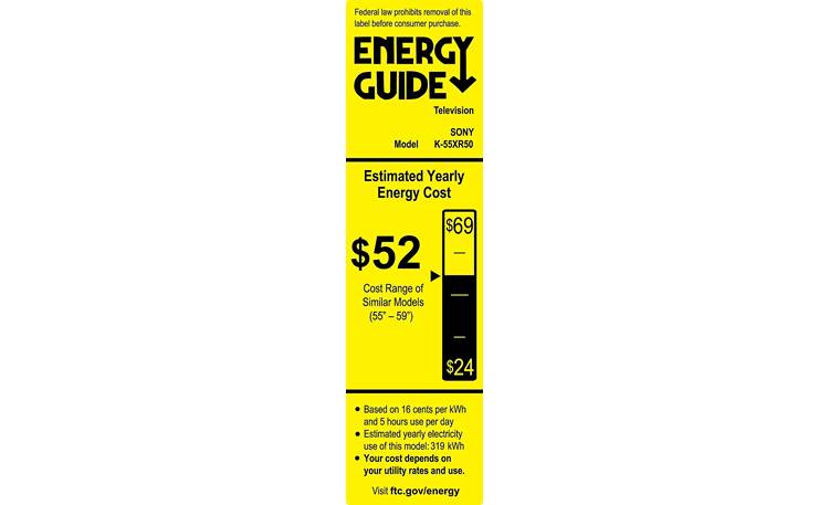 Sony BRAVIA 5 (K55XR50) Energy Guide