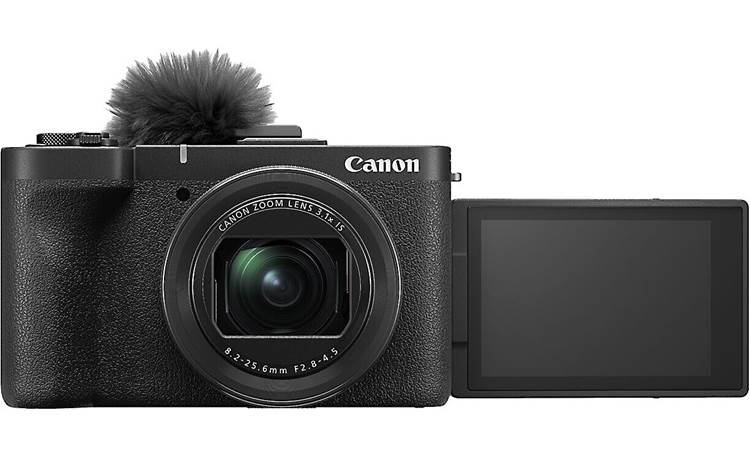 Canon PowerShot V1 Shown with LCD touchscreen extended for self-recording