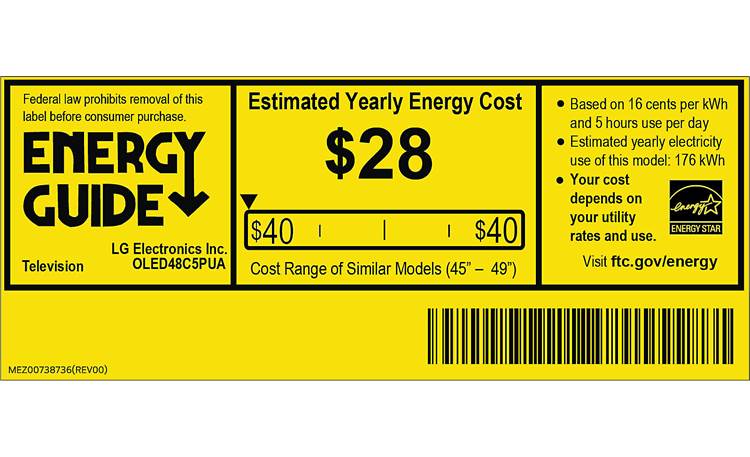 LG OLED48C5PUA Energy Guide