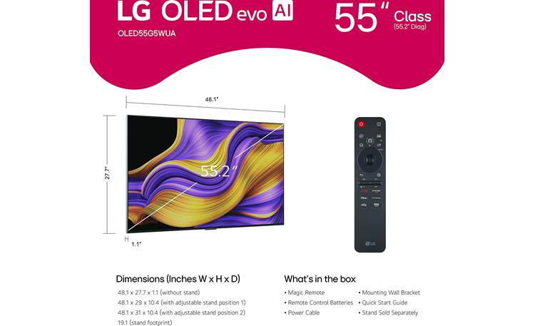 LG OLED55G5WUA Dimensions