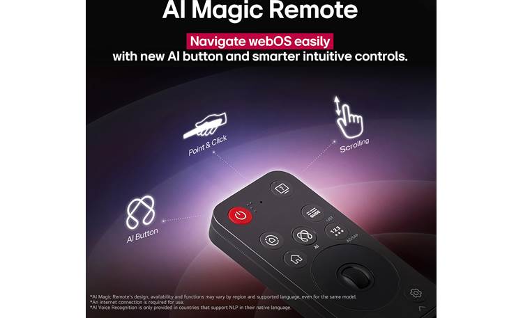 LG OLED55G5WUA Remote supports intuitive motion controls