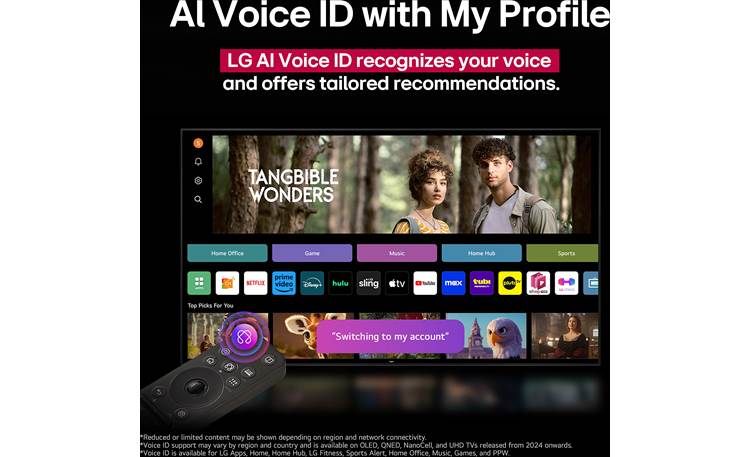 LG OLED55G5WUA Built-in AI can recognize your voice for personalized recommendations