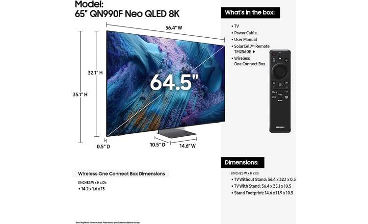 Samsung QN65QN990F Dimensions