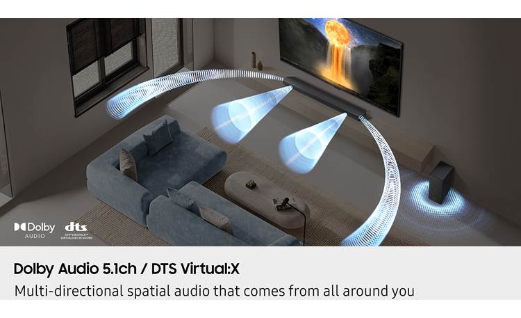 Samsung HW-B750F DTS Virtual:X simulates surround sound for increased immersion
