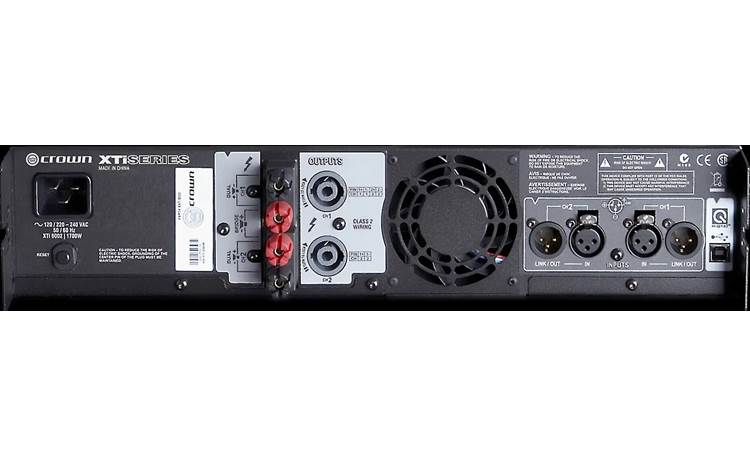Crown XTi 6002 The rear panel offers a circuit breaker reset, XLR inputs plus Neutrik Speakon and binding post outputs, as well as loop-thru XLR Link/Out conectors.