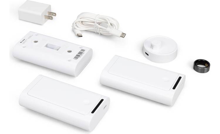 Lotus Kit (1 Ring + 3 Switch Covers) Kit includes a ring, 3 toggle-style switch covers, and a charging dock/cable