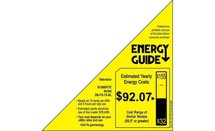 SunBrite™ SB-FS-75-BL Energy Guide 