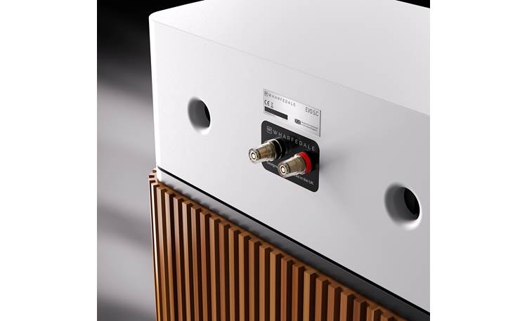 Wharfedale EVO 5.C Detail showing binding post terminals and rear ports