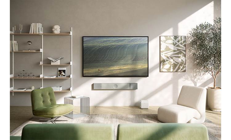 KEF XIO Bar automatically recognizes its orientation when wall-mounted and adjusts which drivers play what sounds to match