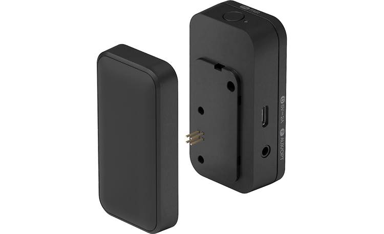 KEF KW2 RX Connects to third-party subs via a 3.5mm aux/optical output (requires USB-C for power)