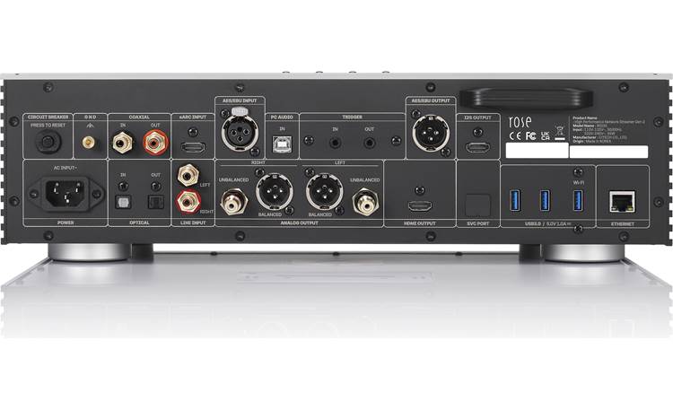 HiFi Rose RS151 Back (shown in silver) connections include balanced XLR inputs and outputs
