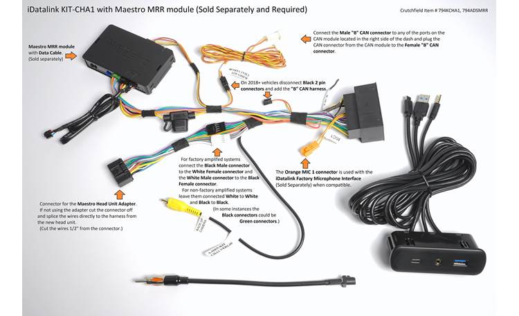 iDatalink KIT-CHA1 Dash and Wiring Kit (Black) Install and connect an ...
