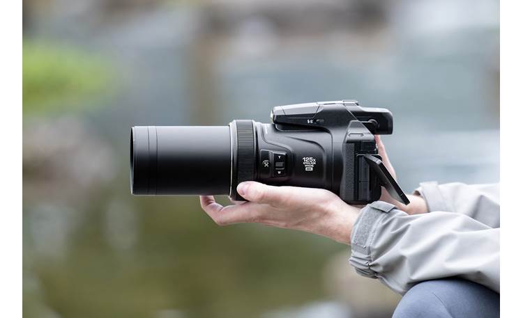 Nikon COOLPIX P1100 Shown with lens extended and flash lowered