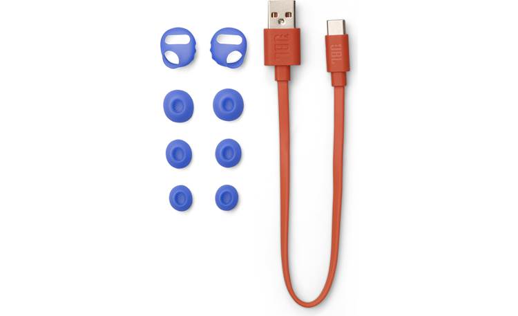 JBL Endurance Race 2 Included ear tips and charging cable