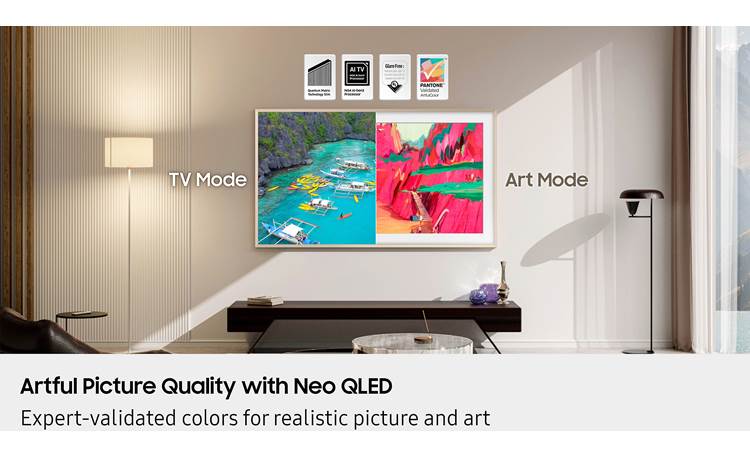 Samsung The Frame Pro (LS03FW) The Mini LED backlight and anti-reflection matte screen deliver incredible picture quality, even in sunny rooms