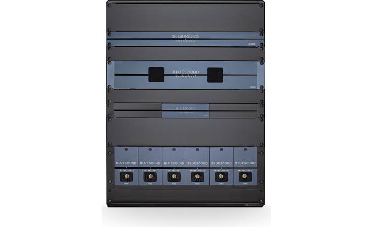 Bluesound Professional B100S Shown rack-mounted with other Bluesound Professional components