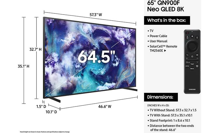 Samsung QN65QN900F Dimensions