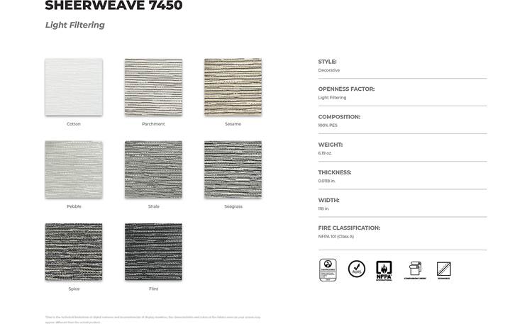 PowerShades Manual Open Roll, Sheerweave 7450 Fabric options
