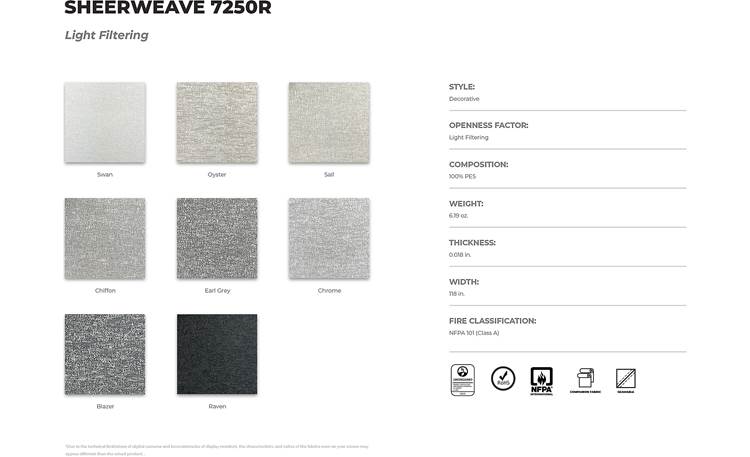 PowerShades Manual Square Cassette, Sheerweave 7250R Fabric color choices