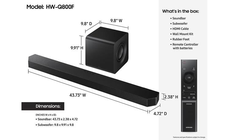 Samsung HW-Q800F Dimensions