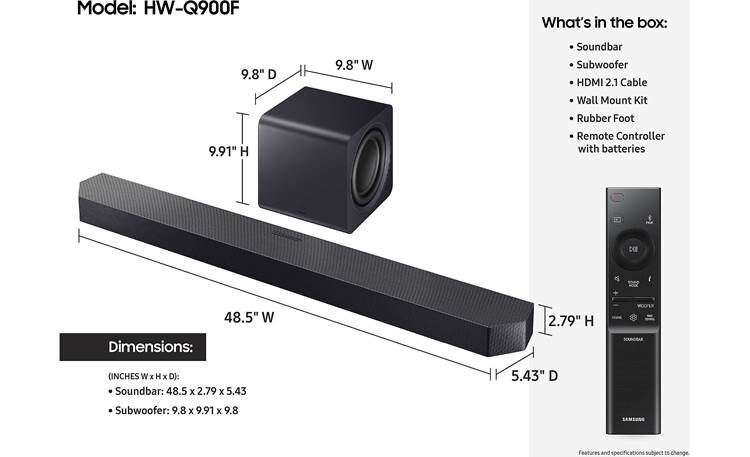 Samsung HW-Q900F Dimensions