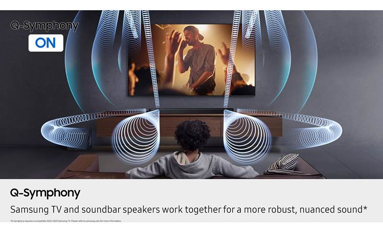Samsung HW-Q900F Seamlessly plays along with the built-in speakers in select Samsung TVs